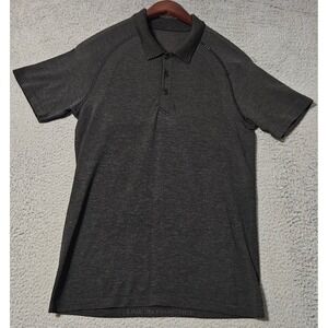 Lululemon Shirt Mens Small Black Metal Vent Tech Polo Performance Golf Casual SS